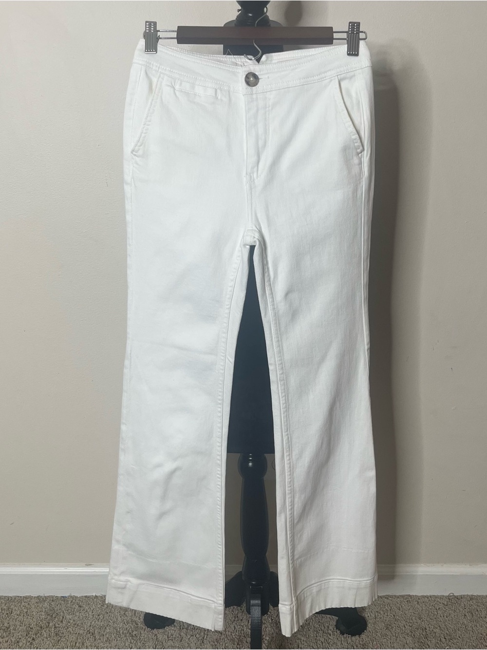 PILCRO & The Letterpress Anthropologie Women’s White High Rise Boot Cut Jeans 25